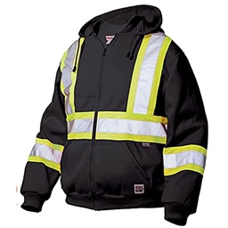 [16-686002] DMB - WORK KING HIVIS ZIP HOODIE REG BLACK SMALL