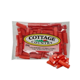 [37-49090] COTTAGE COUNTRY STRAWBERRY LICORICE TUBES 150G