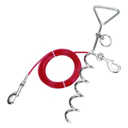 [10079838] COASTAL TITAN DOG STAKE AND CABLE SPIRAL TIE OUT COMBO RED 15'