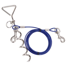 [10079840] COASTAL TITAN DOG STAKE AND CABLE SPIRAL TIE OUT COMBO BLUE 15'