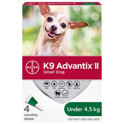 [10080196] ADVANTIX II 4 DOSE DOGS UNDER 4.5KG