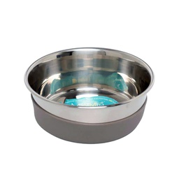 [144-606647] MESSY MUTTS HEAVY GAUGE BOWL W/NON SLIP 2.5 CUPS GREY SMALL