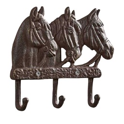 [10084458] DMB - GIFTCRAFT CAST IRON HORSE HEADS WALL 3 HOOKS