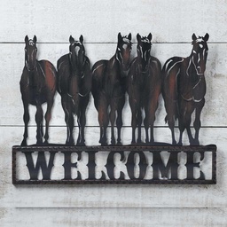 [10084490] DMB - GIFTCRAFT METAL WELCOME SIGN HORSES