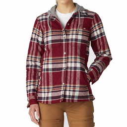 [10085856] DV - DICKIES WOMEN HOODED FLANNEL SHIRT JACKET AGED BRICK PLAID LARGE