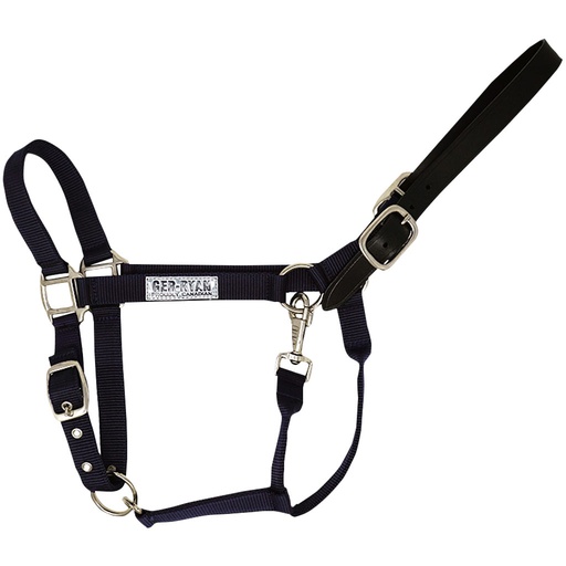 [10087626] GER-RYAN NYLON HALTER W/ LEATHER BREAKAWAY XL BLACK