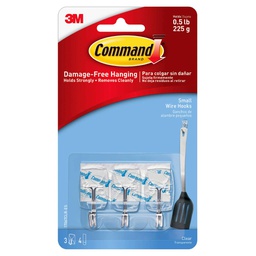 [192-868083] COMMAND ADHESIVE WIRE HOOK 3PK CLEAR