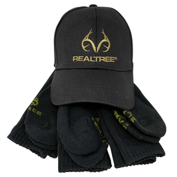 [10087782] DMB - REALTREE MENS HAT AND CREW SOCK BUNDLE- BLACK/KHAKI