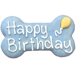[138-590629] DR - BOSCO AND ROXY'S BLUE HAPPY BIRTHDAY BONE 6&quot;