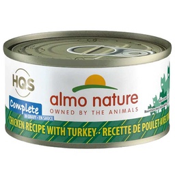 [10089522] ALMO CAT HQS COMPLETE CHICKEN W TURKEY IN GRAVY CAN 70G