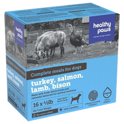 [10091362] DR - HEALTHY PAWS DOG VARIETY PK TURKEY, LAMB, SALMON, BISON 12 X 1/2LB