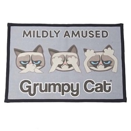 [10091742] DV - PETRAGEOUS GRUMPY CAT MILDLY AMUSED NON-SLIP MAT GRAY