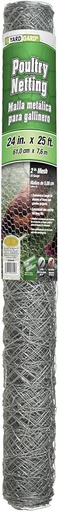 [10091900] JACKSON WIRE POULTRY NETTING 20GA 25'LX24"W, 2" HEX MESH GALV.