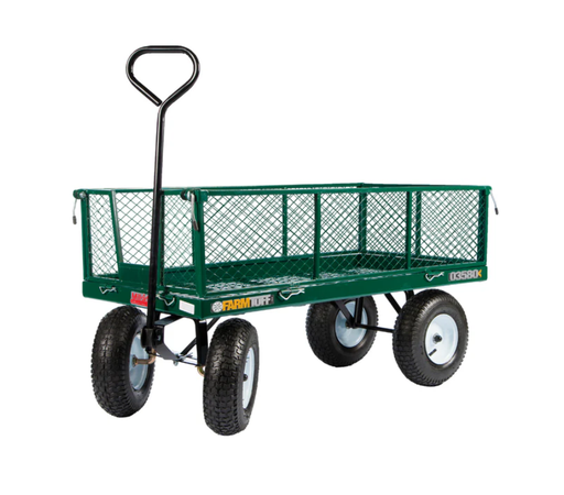 [10092208] FARMTUFF METAL DECK WAGON WITH FOLD DOWN SIDES