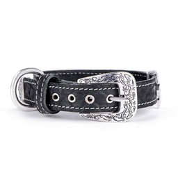 [10092874] DMB - MY FAMILY EL PASO COLLAR LEATHER BLK LRG 42-50CM