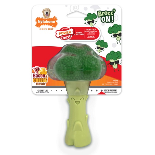 [10093766] NYLABONE POWER CHEW BROCCOLI TOY CHEESY BACON GIANT