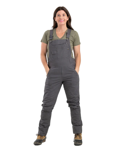 [10095620] BERNE WOMENS FLEX SOFTSTONE DUCK UNLINED BIB OVERALL TITANIUM (XL)