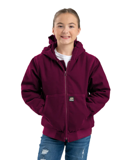 [10096102] BERNE YOUTH HIGHLAND SOFTSTONE DUCK HOODED JACKET PLUM (XS)