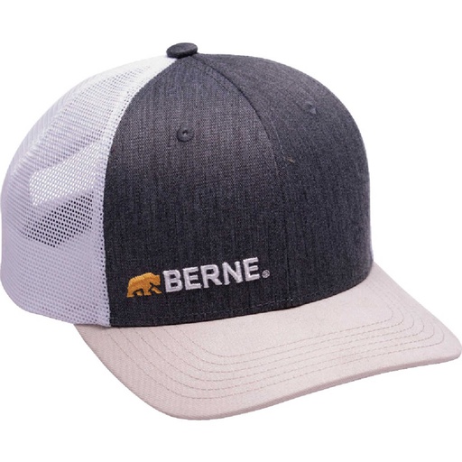[10096226] BERNE OFFSET LOGO MESH-BACK CAP CHARCOAL HEATHER BERNE + BEAR (OS)