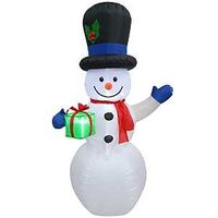 [10145052] HOLIDAY INFLATABLE SNOWMAN W GIFT & LED 6FT