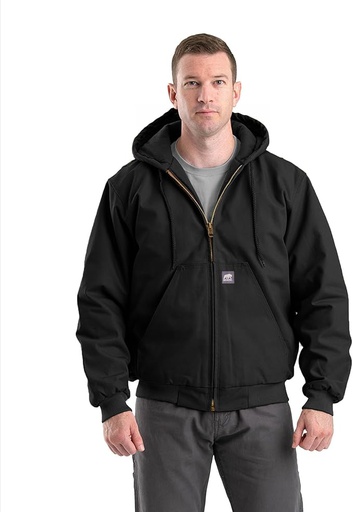 [10145538] BERNE MENS NYLON INSULATED WATERPROOF HOODED JACKET BLACK (2XL)