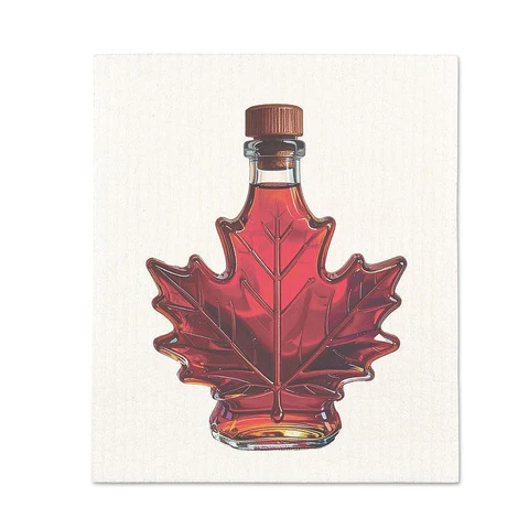 [10147678] ABBOTT MAPLE SYRUP LEAF BOTTLE DISHCLOTH 6.75" X 7.5"
