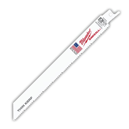 [10001156] MILWAUKEE RECIPROCATING SAW BLADE THIN 8"L 8/12TPI (5PK)