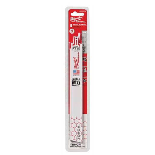 [10001182] MILWAUKEE RECIPROCATING SAW BLADE 1"W X 9"L, 18TPI, 5PK