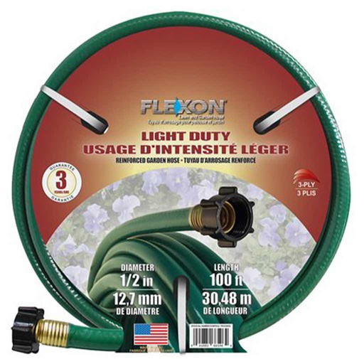 [10001780] FLEXON GARDEN HOSE LIGHT DUTY 1/2"X100' GREEN VINYL FR12100
