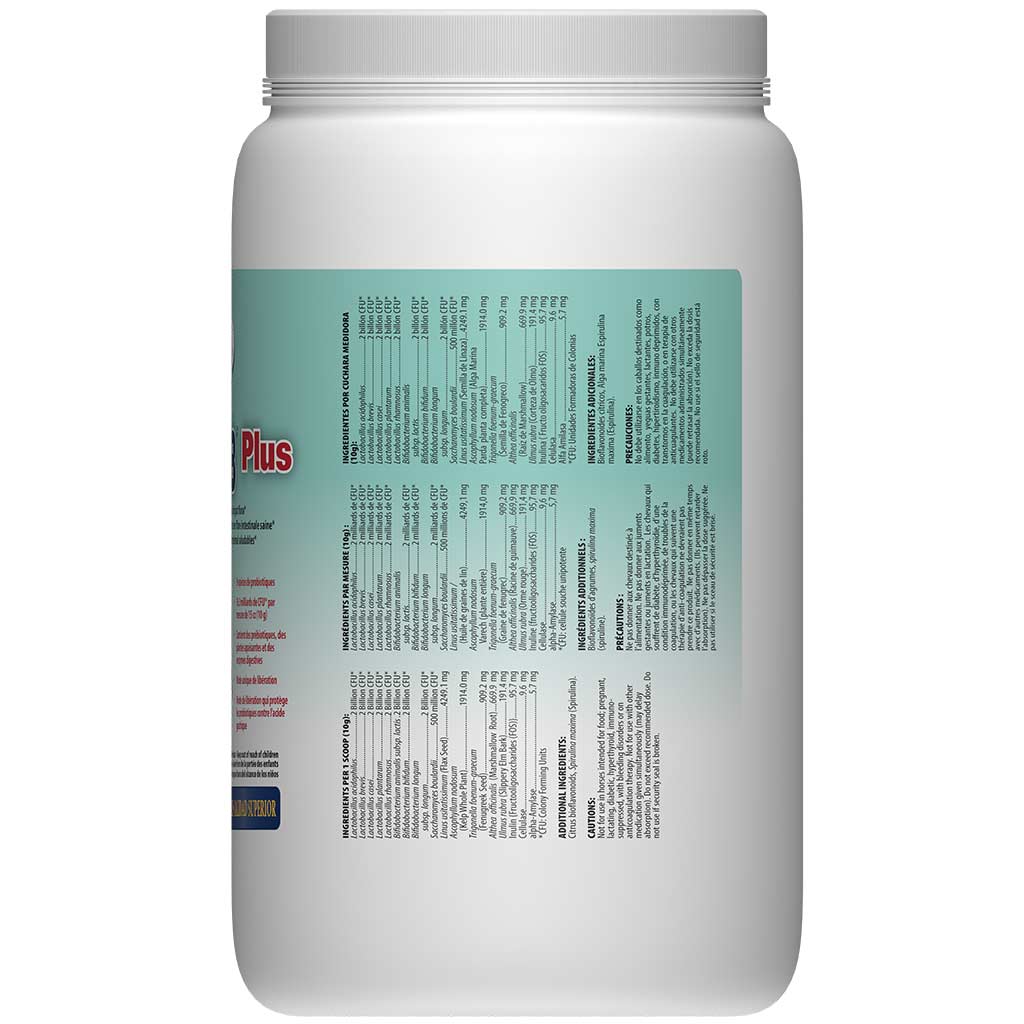 Omega Alpha Equine Biotic 8 Plus 1kg ingredients on container.