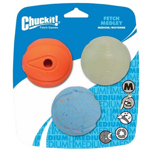 [10015608] CHUCKIT FETCH MEDLEY VARIETY BALLS MEDIUM (3PK)