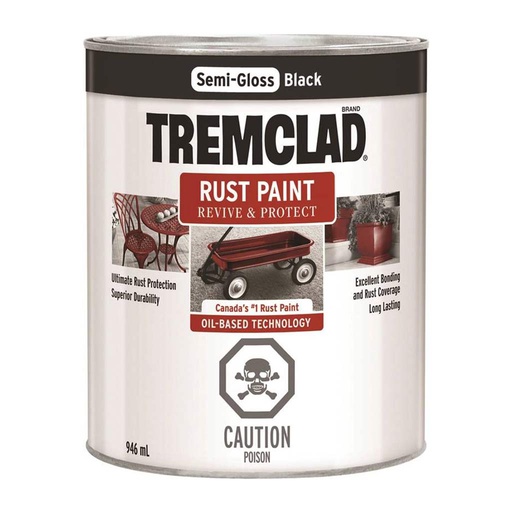 [10017204] RUSTOLEUM TREMCLAD RUST PAINT SEMI GLOSS BLACK 946ML