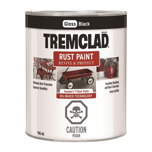 [10017240] RUSTOLEUM TREMCLAD RUST PAINT GLOSS BLACK OIL 946ML