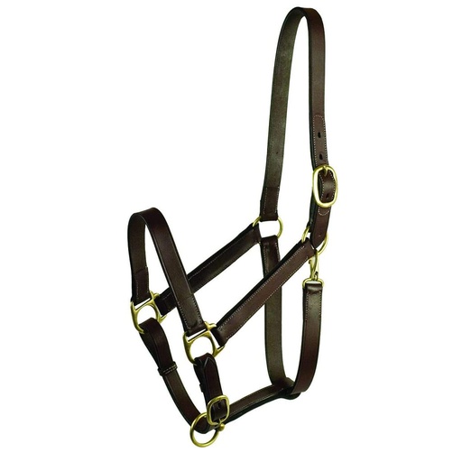 [10027510] BROMONT LEATHER HALTER W/ NYLON & WHITE STITCH BRWN FULL
