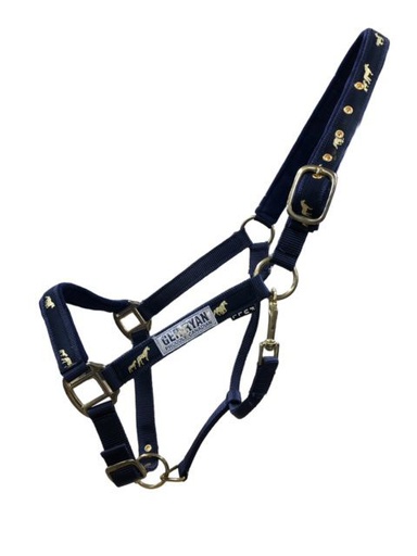 [10027680] GER-RYAN NYLON HALTER PADDED HORSE PRINT COB NAVY