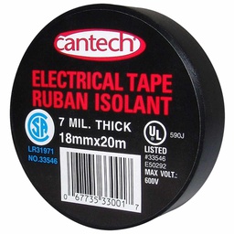 [10033824] CANTECH ELECTRICAL TAPE VINYL 20MX18MM BLK