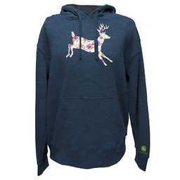 [218-178193] JOHN DEERE WOMENS HOODIE FLORAL BUCK NAVY LARGE